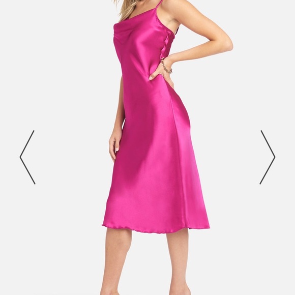 Worn once Bebe Satin Cowl Neck Slip Midi Dress - Picture 2 of 6